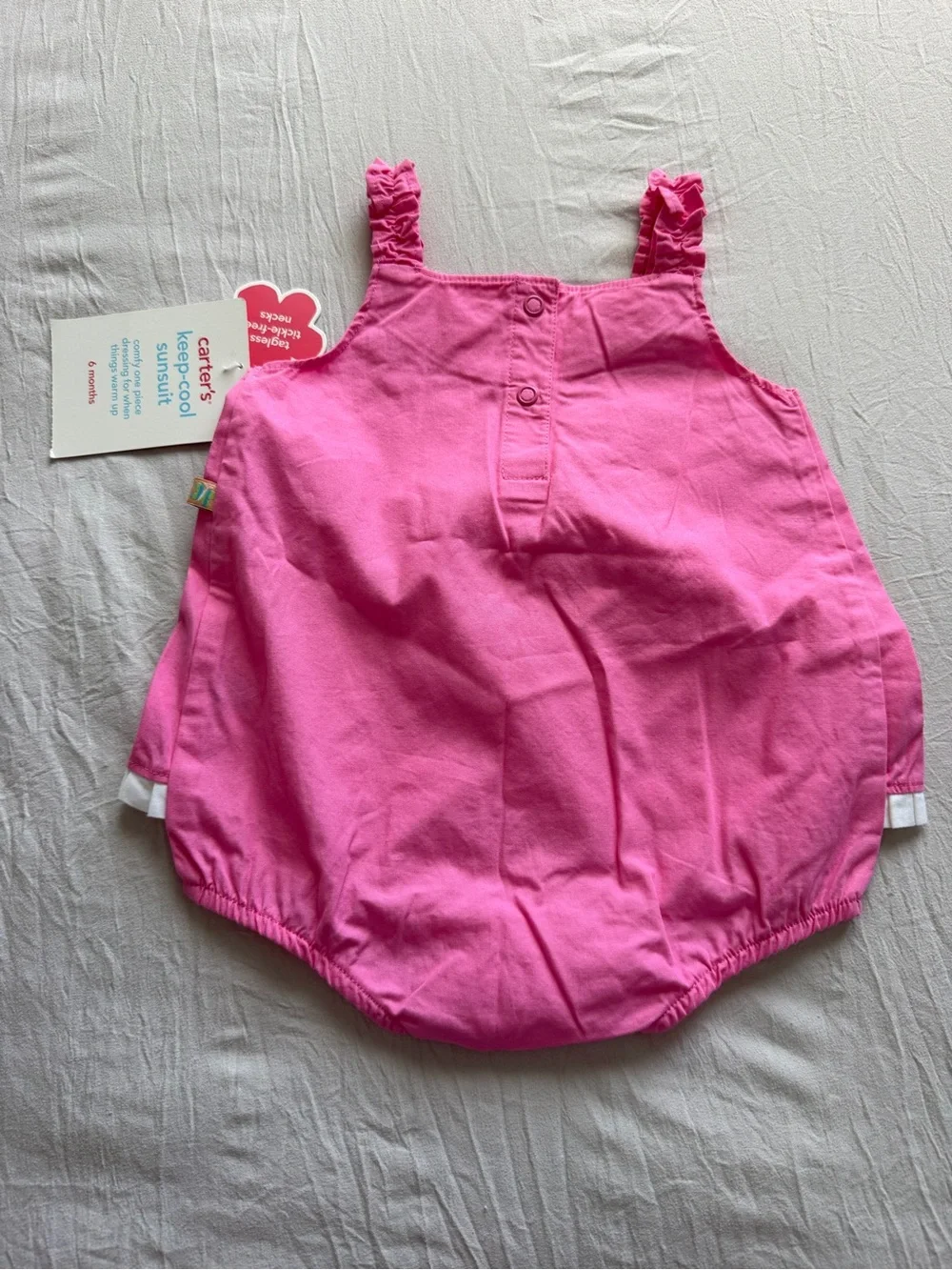 Carter's Pink Embroidered Baby Girl Sundress Romper 100%‎ Cotton